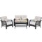 4-Piece Outdoor Rattan Patio Set Black PE Rattan Steel Loveseat 2 Chairs Table